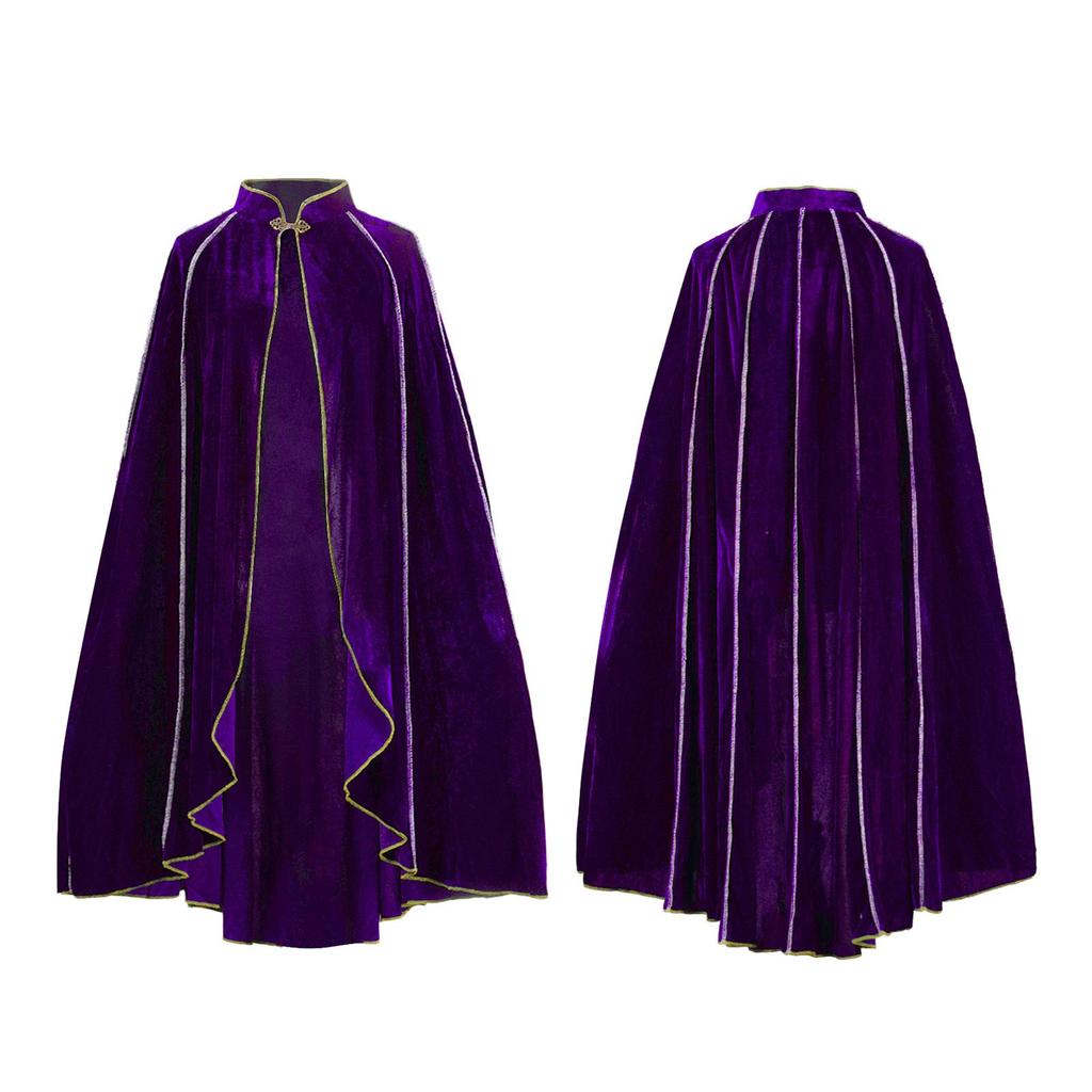 Halloween Costume Cape with Stand Collar Velvet Hooded Cloak for Party Performance