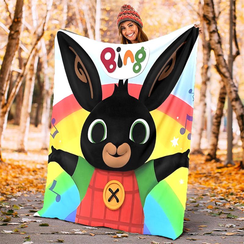 Bing Bunny Flannel Blanket Soft Warm All-Season Throw, Design for Camping, Car Travel, Hiking Sofa, Bed, Office Perfect Gift for Parties