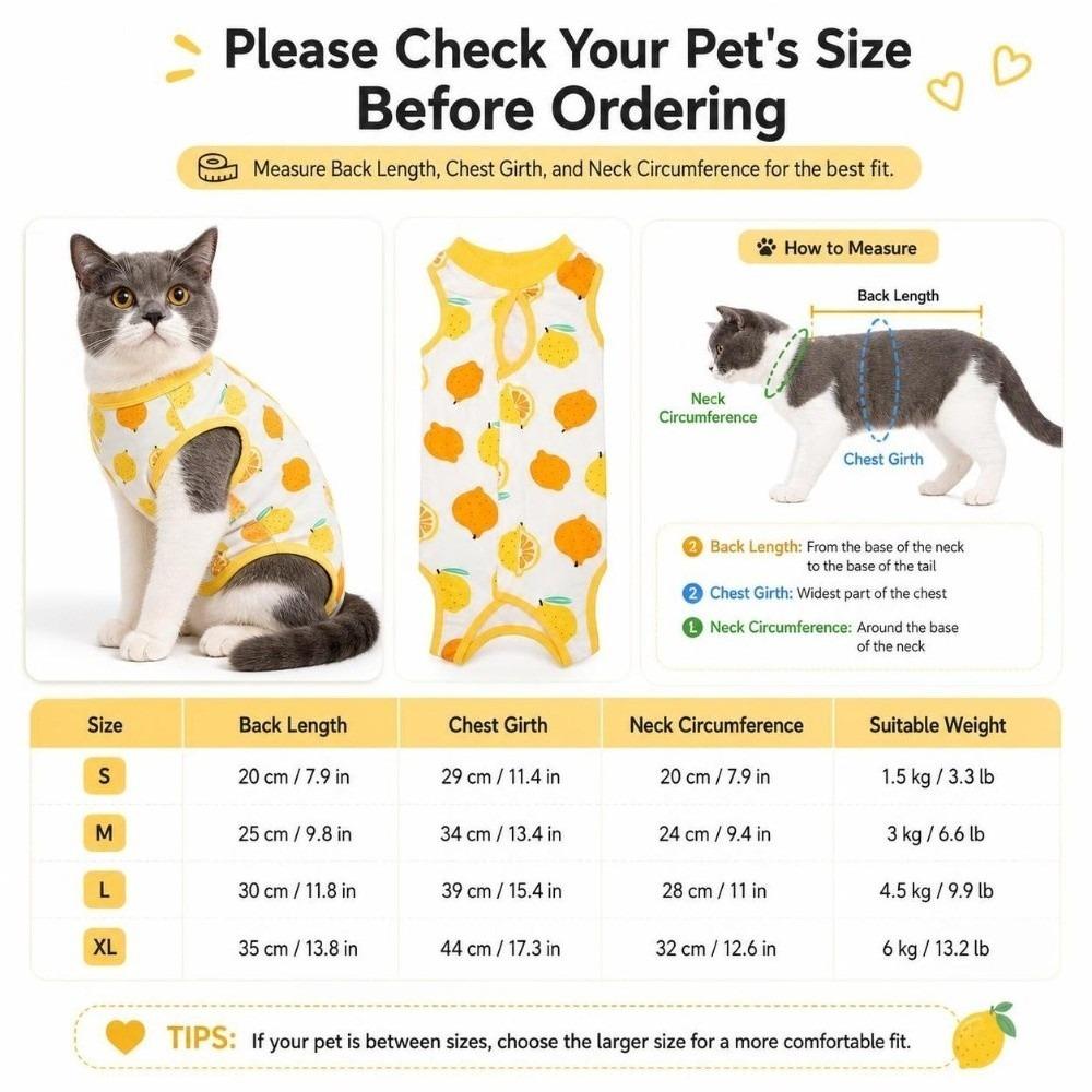 Prevent Licking Cat Surgical Recovery Suit Breathable Cat Onesie  Post-Surgery Recovery