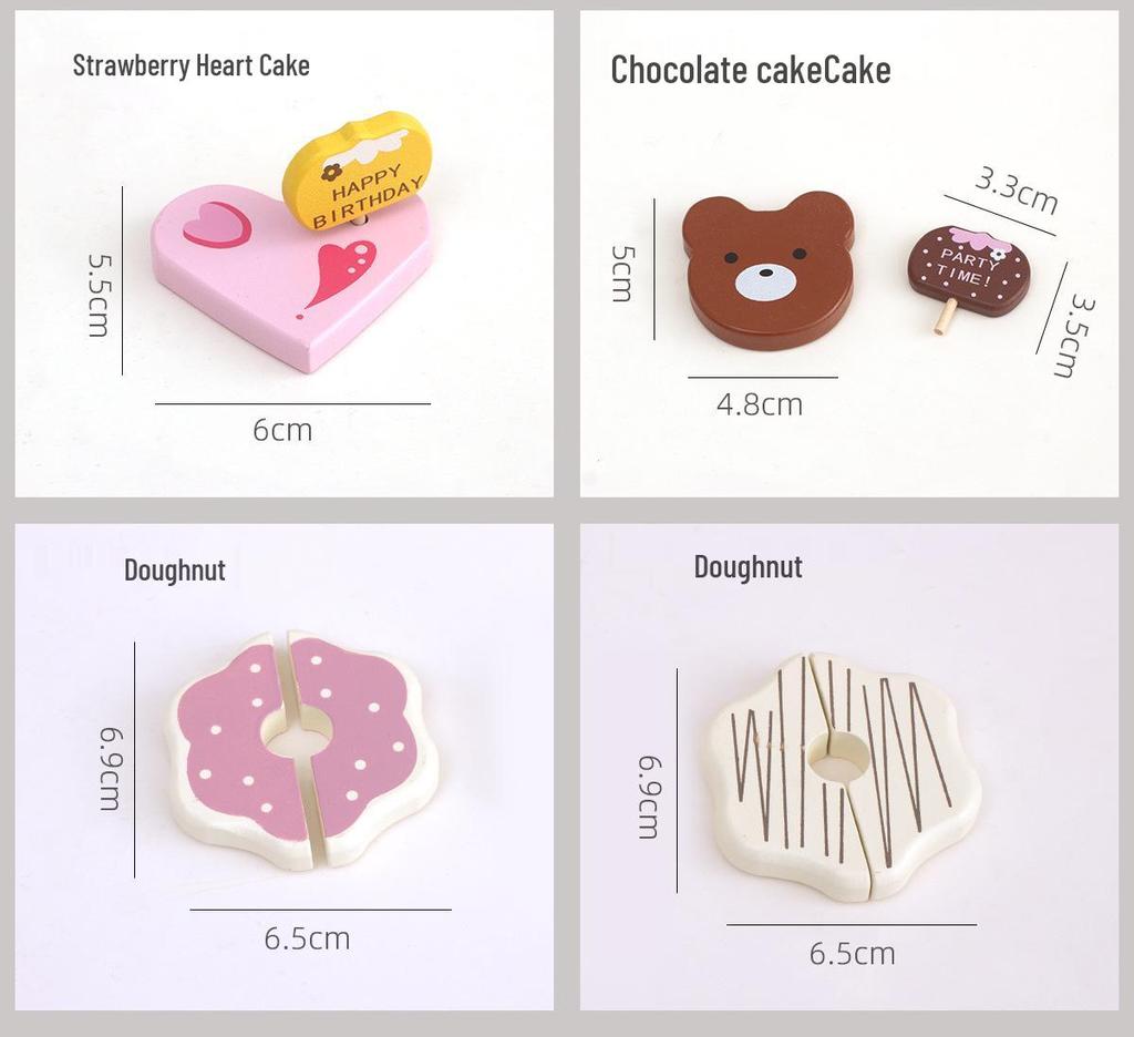 Children's Pretend Play Handbag: Candy Dessert Cake & Ice Cream Wooden Kitchen Toy Set - Pink