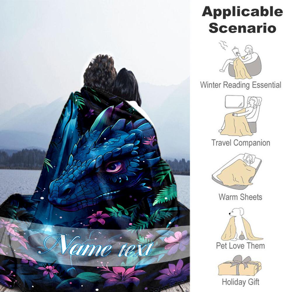 Waterfall Dragon Personalized Name Blanket Multi-purpose Personalized Blanket Soft & Cozy for Home Decor Office Chair Chair Bed