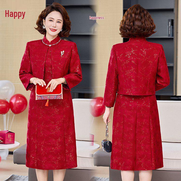 Elegant Two-Piece Dress for Mother-in-Law: Spring/Summer Wedding and Daily Wear 2026 Extra Extra Extra Extra Large красный