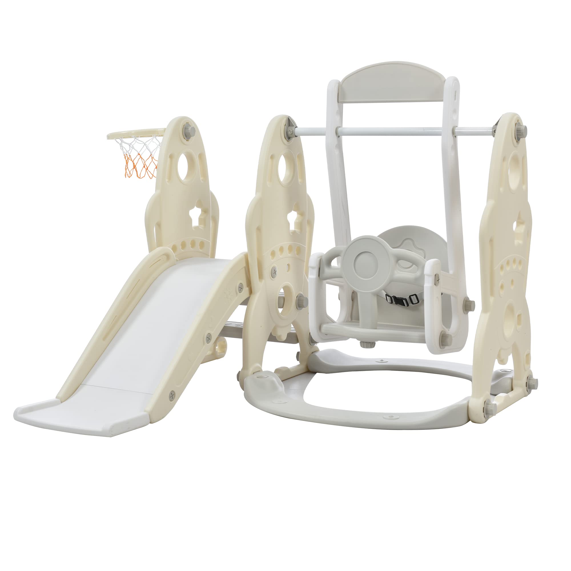 

OSJ Горка-качели Игровая площадка Горка Качели Детский парк Баскетбольное кольцо Для помещений Уличная Большая игровая площадка День рождения Белый x Бежевый Детский