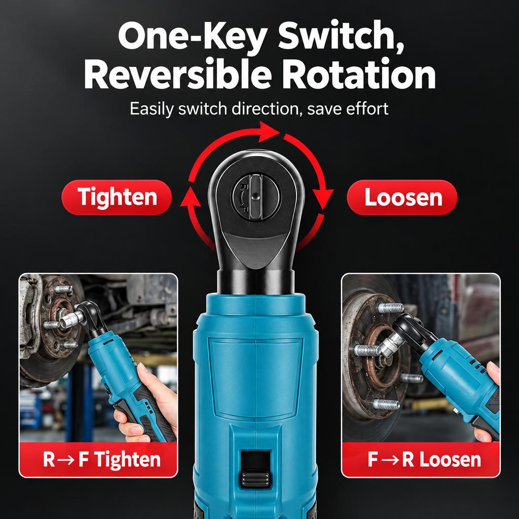 3/8" Cordless Electric Ratchet Wrench 20N.m Variable Speed USB-C Rechargeable Forward Reverse for Auto Repair Home DIY