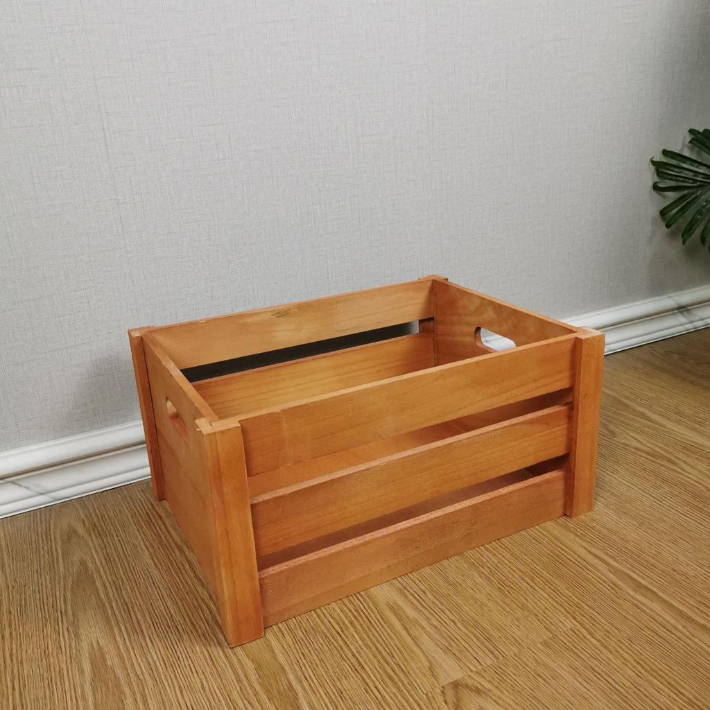 Distressed Wooden Rectangular Basket for Fruit & Vegetable Display