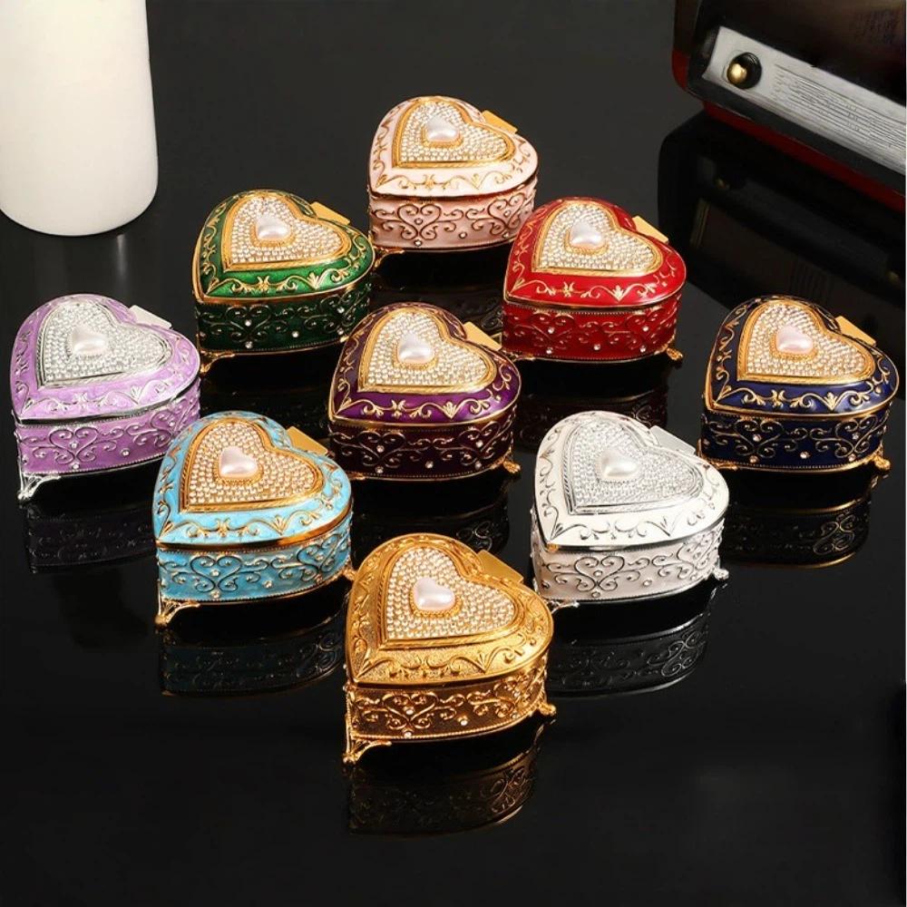 Zinc Zinc Zinc Alloy Retro Jewelry Container European Style Trinket Case Fashion Heart Jewelry Box Gifts