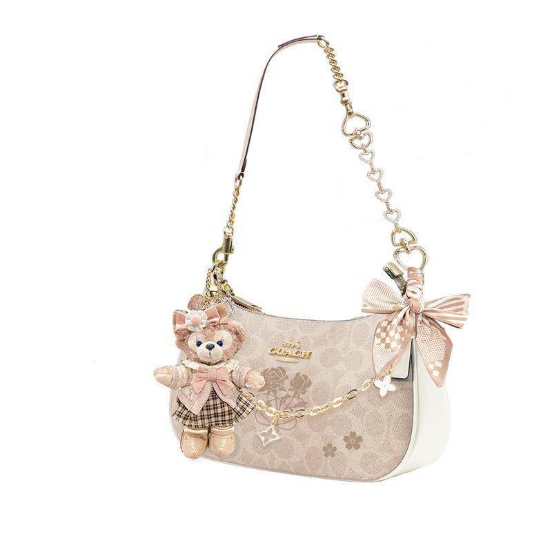 Coach Shoulder Bag [Customized Bag] Teri 24 Classic Presbyopic Logo Zipper Closure, Pendant, Scarf, Bow, Printing, Extension Mint Ice Basic Style