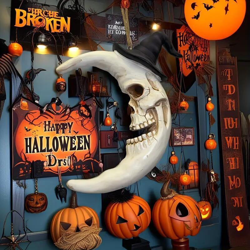 

Cross border new Halloween skull resin pumpkin moon wizard gift personalized ornament home decoration ornament Pumpkin Moon
