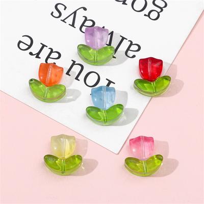 Gelee Rosa Farbverlauf Glas Tulpenblätter Perlenmaterialien DIY Handgemachtes Armband Ohrringe Schmuckzubehör Haarnadel Perlen zur Schmuckherstellung