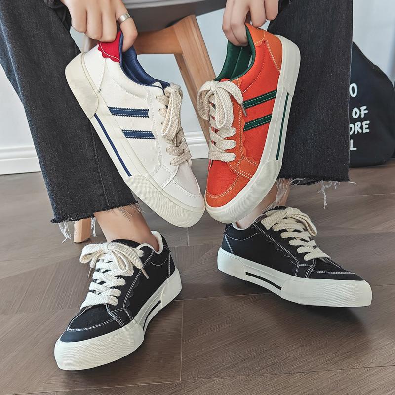 Fashion Skateboarding Shoes for Men's Canvas Thick Bottom Platform Shoes Comfortable Breathable Vulcanized Shoes Casual Sneakers