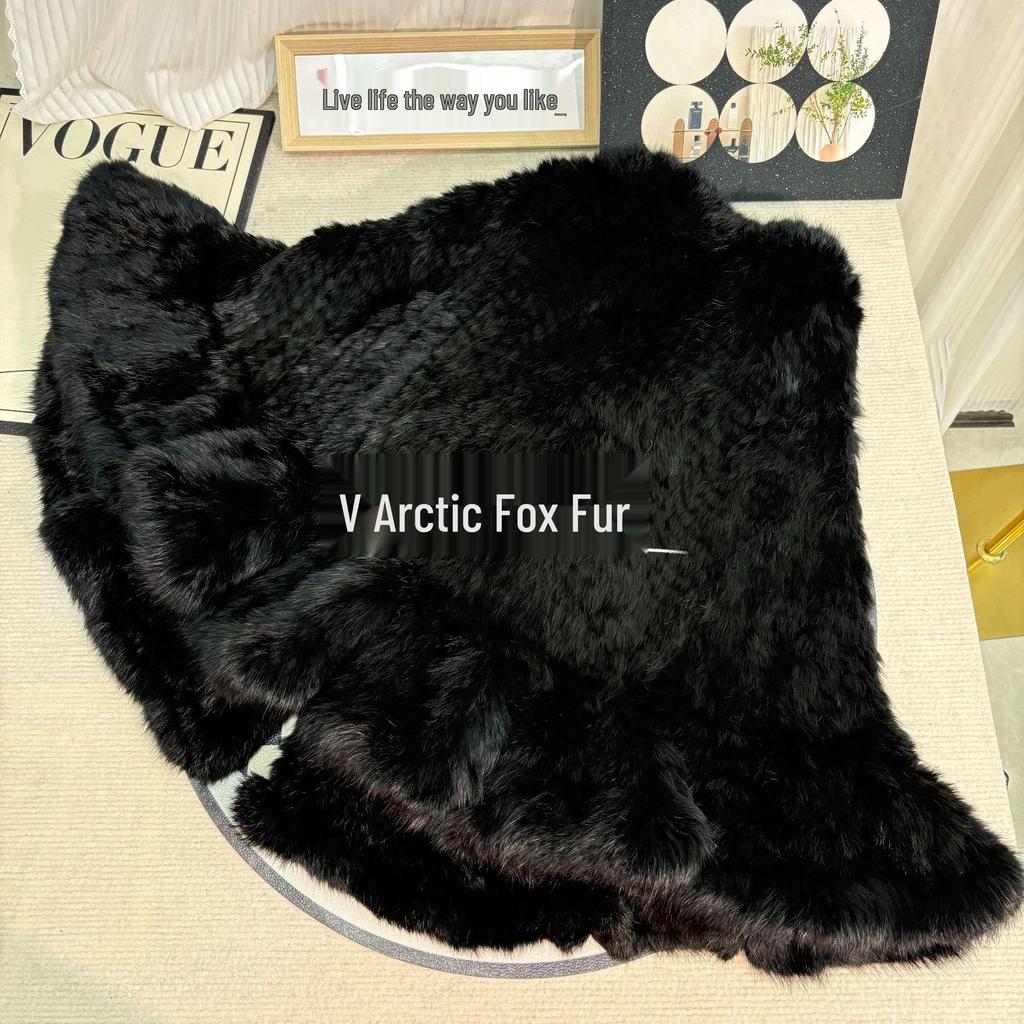 2026 Hot Selling Women's Shawl Coat: Mid-Length Double-Sided Woven Cardigan with Real Rabbit Fur