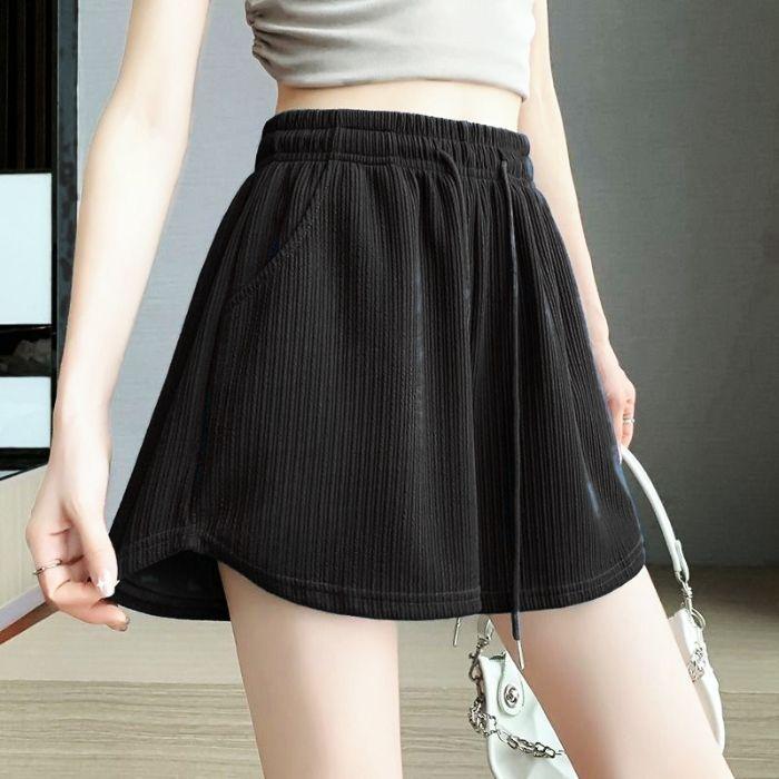 Ice Silk Sports Shorts Women's Summer Thin Korean Version High Waist Loose and Thin Versatile Casual a Word Wide Leg Hot Pants