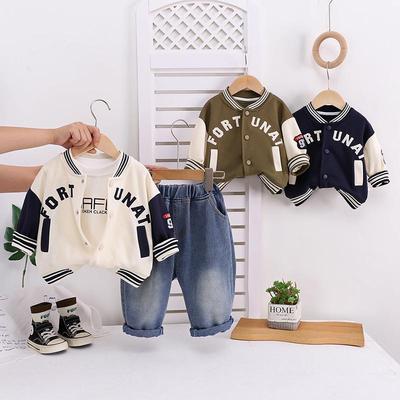 0-5-year-old Boys' Long Sleeved 3-piece Set, Children's Fashionable Baseball Suit Set, Baby High-quality Clothes