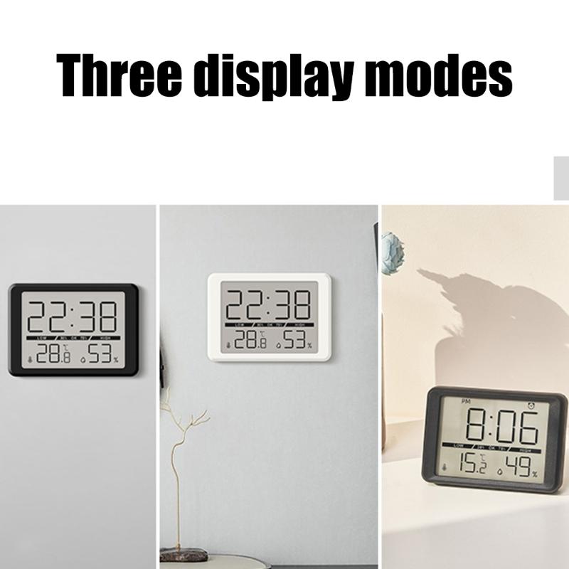 Magnetische Hänge-Digitaluhr mit Innenraumtemperatur- und Luftfeuchtigkeitsanzeige Großer LCD-Bildschirm für Schreibtisch, Wand, Kühlschrank