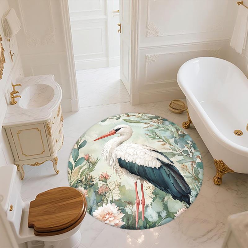 Leaf Bird,Round Area Rug,Carpet Rug for Living Room Bedroom Sofa Playroom Decor,Non-slip Floor Mat