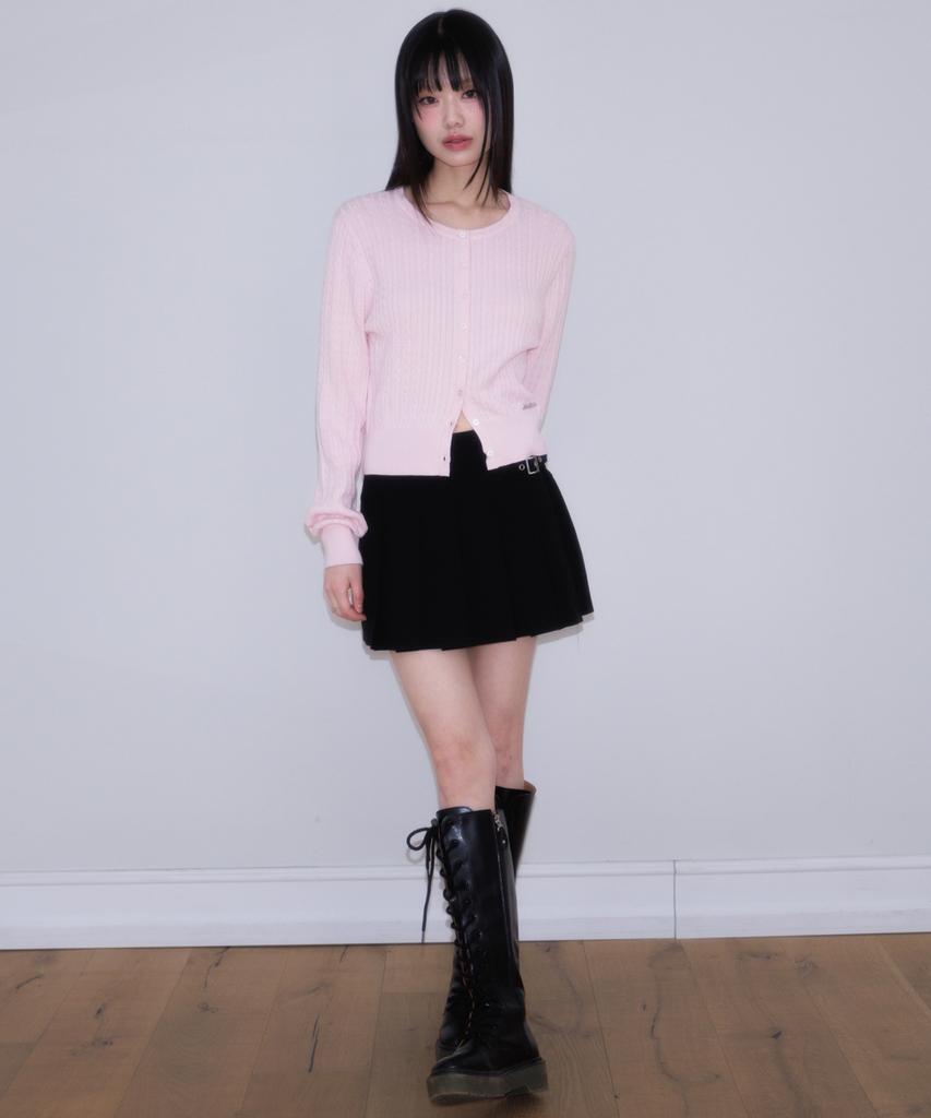 ROSEFRANTZ Double Buckle Pleat Mini Skirt [Black]