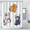 Animated Cartoon Climbing Cat Shower Curtain - Includes Free Hooks, Digital Print, Machine Washable,Bathroom Decor