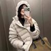 Hooded White Duck Down Light and Thin Ribs Down Jacket Women's Winter Fashion Foreign Style Warm and Thin Coat Tide