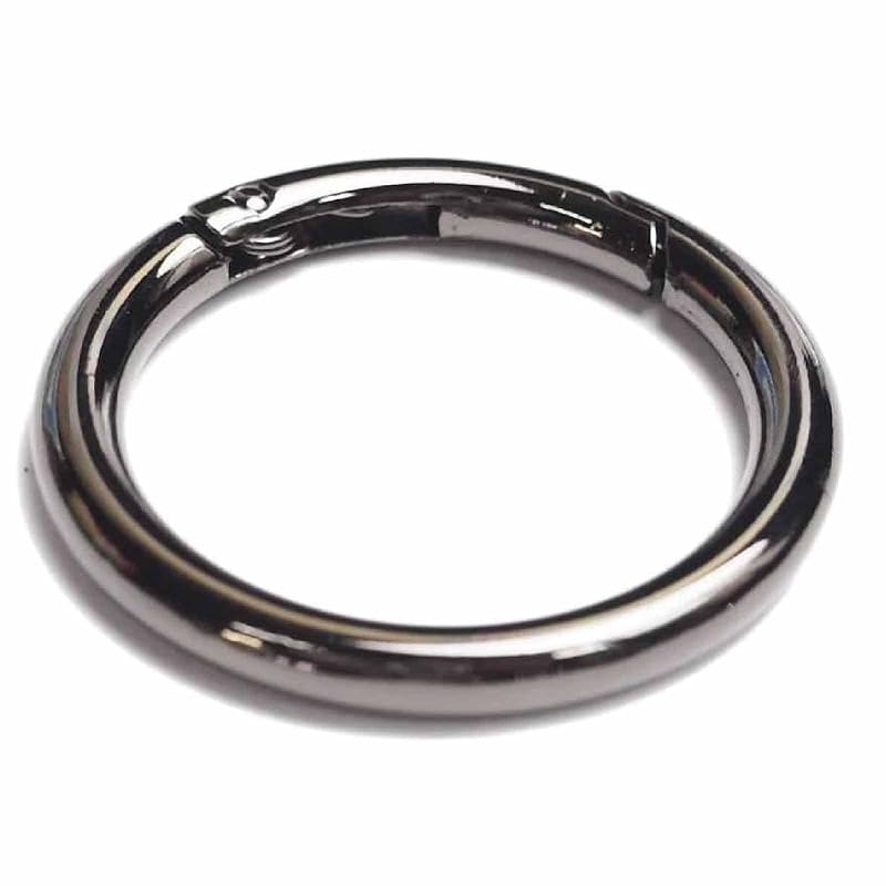 [TRkin] 5 circular elbow claviner keychains, outer diameter 33 mm round hook/ring hook keychain/metal parts (black)