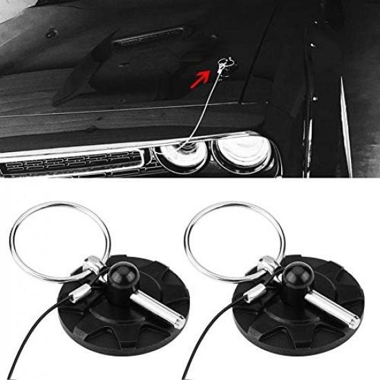 GOTOTOP 2 PCS Universal Hood Pin Lock Kit, CNC Billet Aluminum Bonnet Pin Racing Latch Lock for Truck SUV Car, Black No-Drill Security Appearance