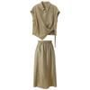 Sancai Women's Summer Loose Shirt & Maxi Skirt Two-Piece Set