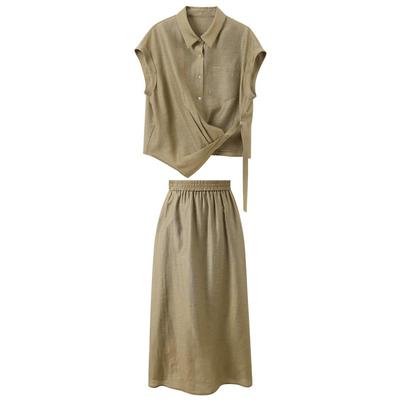 Sancai Women's Summer Loose Shirt & Maxi Skirt Two-Piece Set