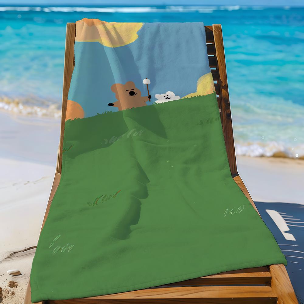 Cartoon Quokka Brand D-dinotaeng-S Towel Sports Quick Dry Travel Camping Gear Sandproof Soft Light Large Beach Towel