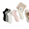 Ballet-style Bow Women's Socks, Summer Thin Mesh Breathable Mid-calf Socks, White Socks, Solid Color Boneless Socks