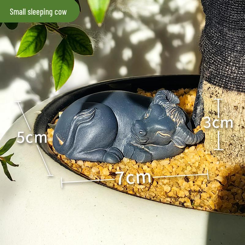 Ozdoba Ogrodowa Krowa do Bonsai, Skalniaków, Krajobrazu i Trawnika, Mikro Krajobraz ze Stawem Rybnym i Roślinami w Doniczkach