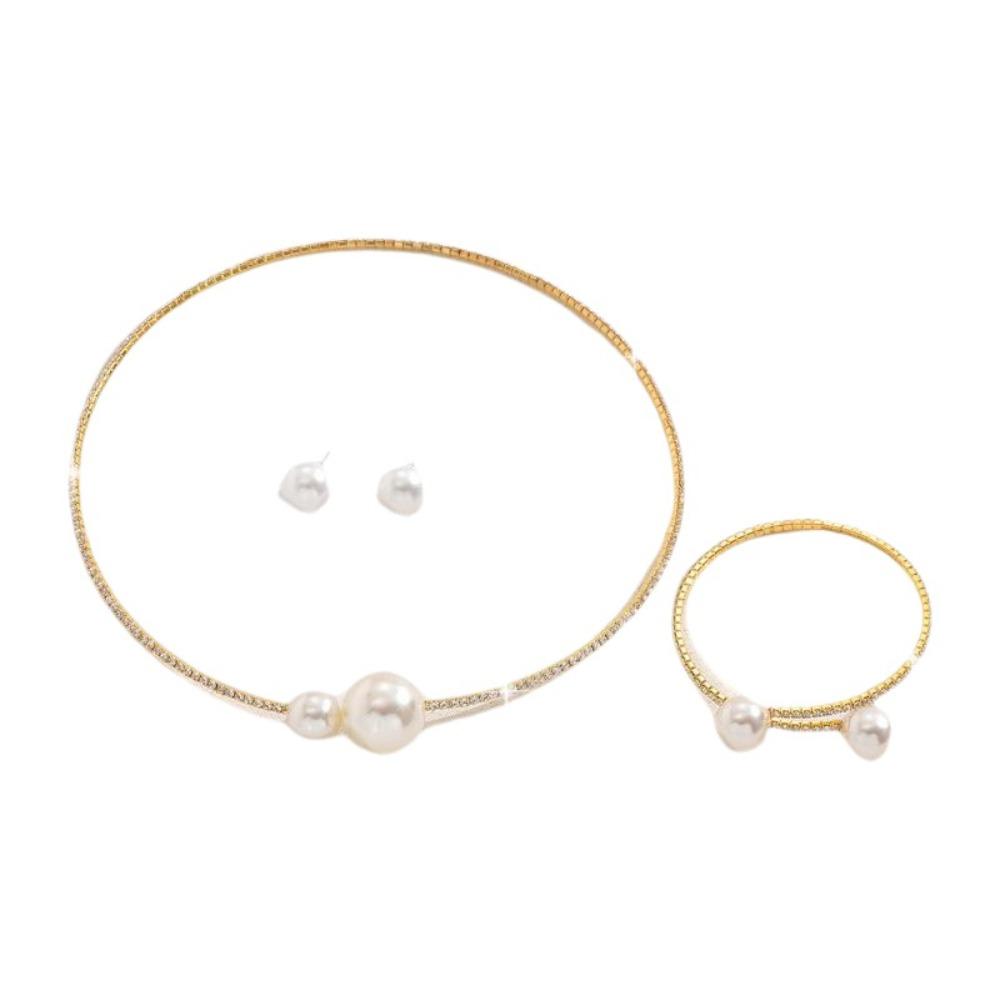 Openable Bracelet Bridal Jewelry Sets Adjustable Rhinestones Necklace Bracelet  Gift