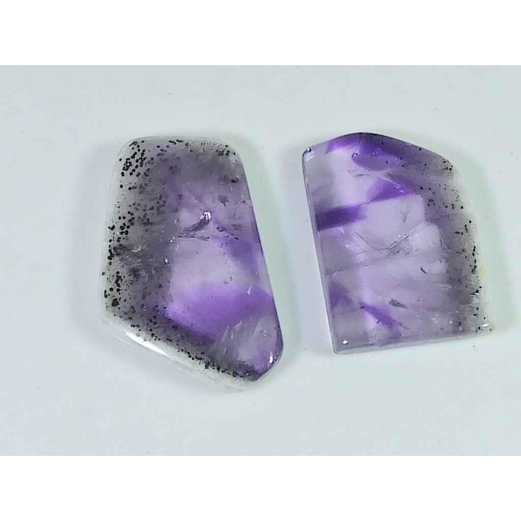 AAA Natural Trapiche Amethyst 2Pcs Fancy Slice Loose Gemstone 47Cts 25-30MM SK-3610