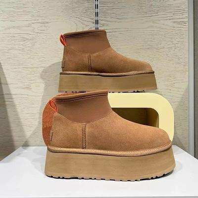 [Cowhide Edition] Bird Leg Thick Bottom~ Warm Small Short Gang Thick Bottom Sheep Hair Dip Boots Snow Short Boots Women's Winter