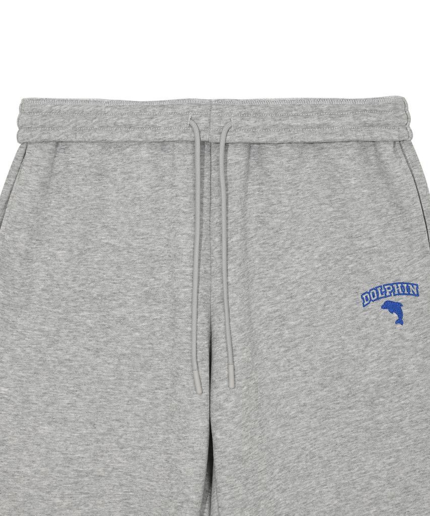 DOLPHIN WAVE APPAREL Dolphin Chain Embroidery Fleece-Lined Jogger Pants Melange Grey