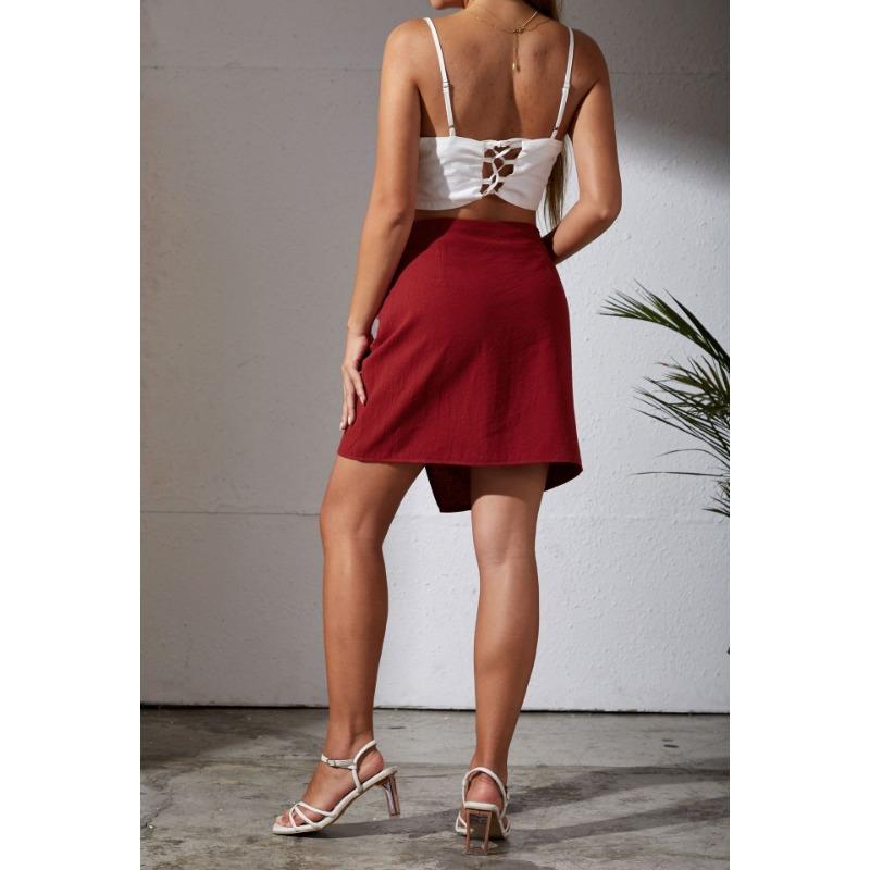 High-waisted Twisted Short Skirt New Solid Color Zipper Irregular Skirt for Summer