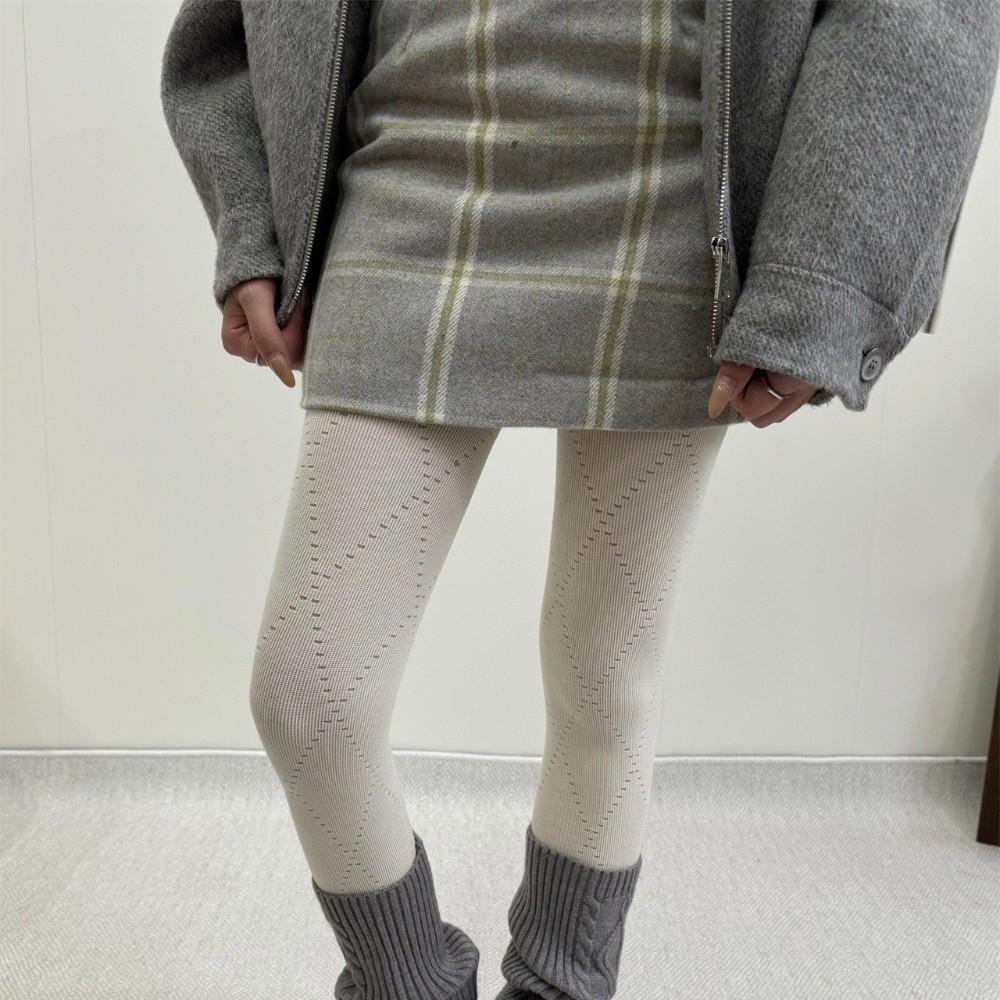 Fashionable Argyle Tights Breathable Basic Pantyhose Jacquard Knitted Stockings  Autumn Winter