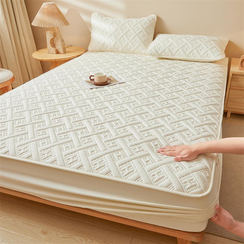 Class A Raw Cotton Soybean Padded Mattress, Thickened Solid Color Cotton Mattress, Mattress Protective Cover, Dust-proof and Non-slip Bed Sheet Cover