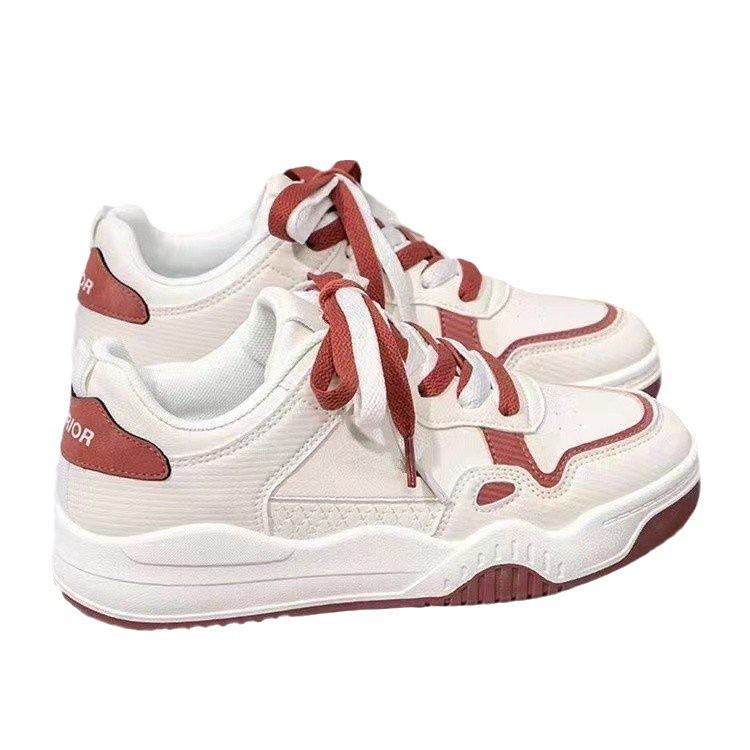 Spring New Muffin Thick Bottom Color Matching Fashion Sneakers Women's Two-Color Lace-up Ladies Casual Sports Single-Layer Shoes Women