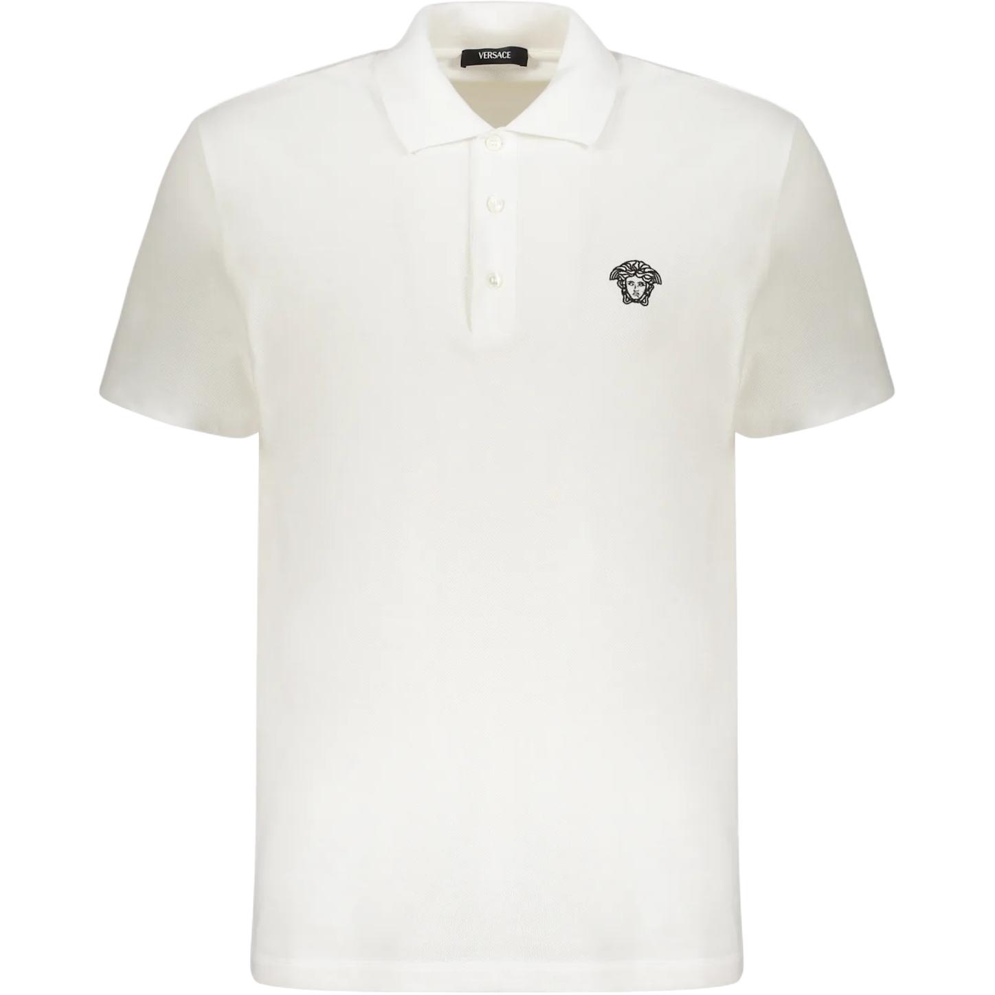 Versace Embroidered Cotton Polo Shirt White