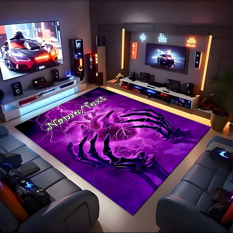 1PC Custom Name Heart Darkness Theme Floor Mat Ideal for Living Room, Game Rooms, Office, Bedroom,Floor Mat Playful Design