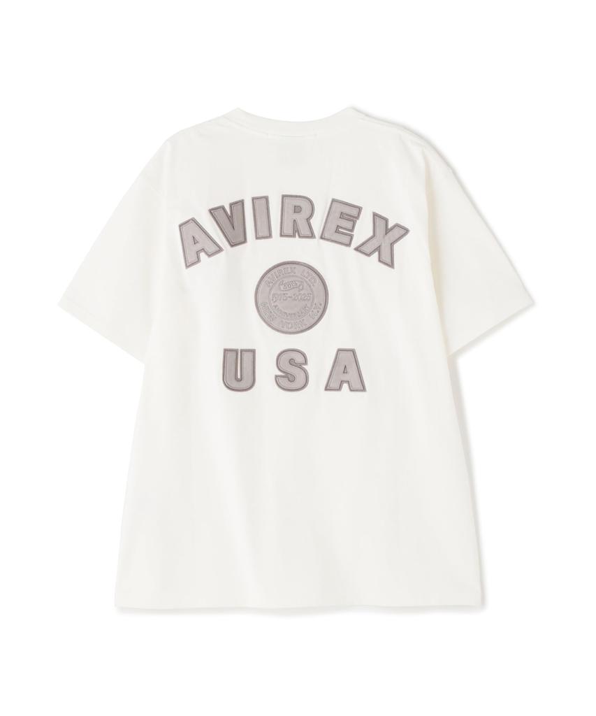 Avirex 50th Anniversary Leather Patched Varsity Size T-Shirt, Men's, M, 030, White, 783-5134013