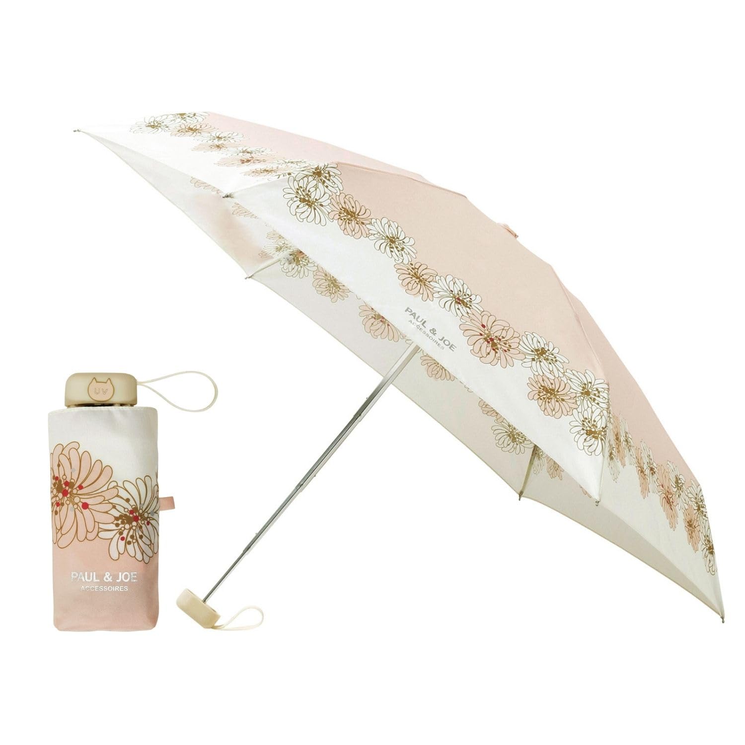 

Moonbat [Paul & Joe] Женский складной зонт, 5-секционный мини, Хризантема, Розовый, 21-113-10978-12, Защита от УФ-лучей, для поездок на работу и в школу