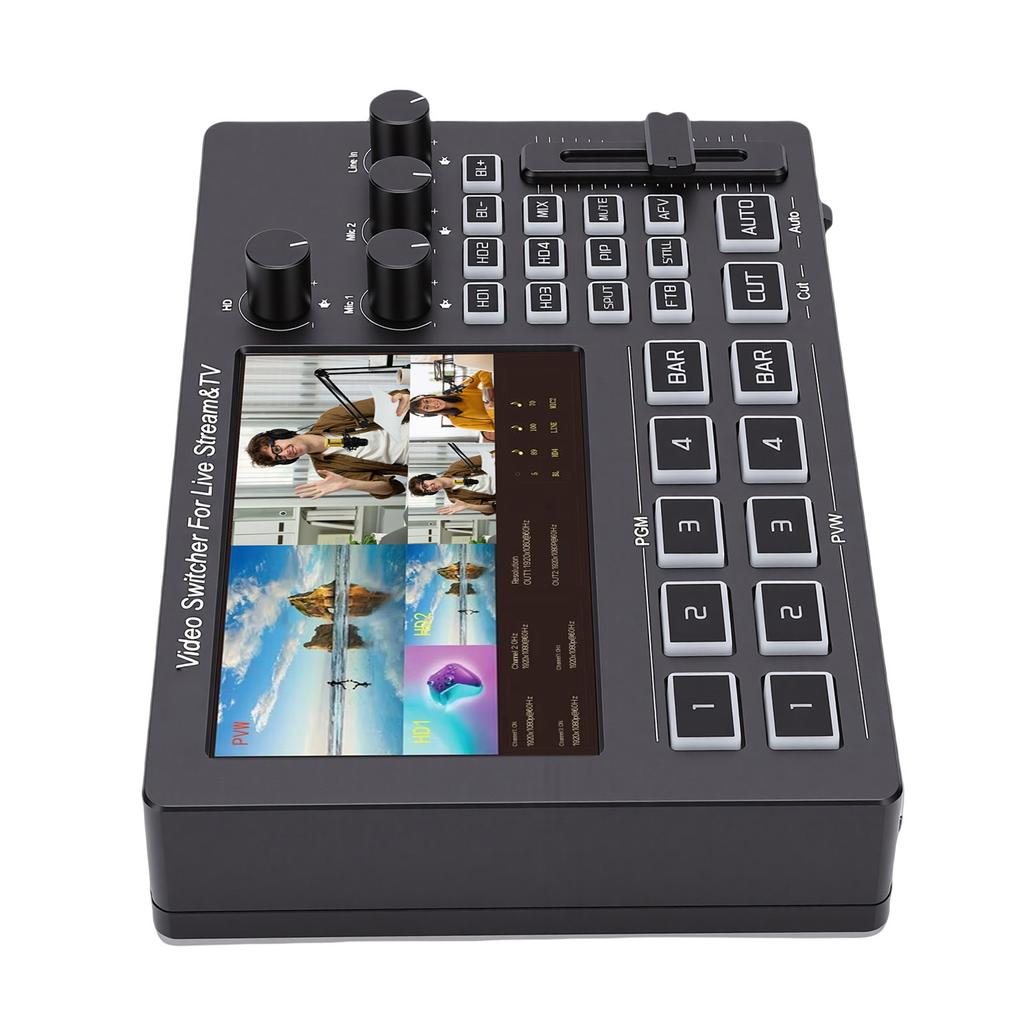 1080P Video Switcher 5 Inch Screen OSD 4 Channel HD Multimedia Interface Live Stream Switcher for Multi Camera