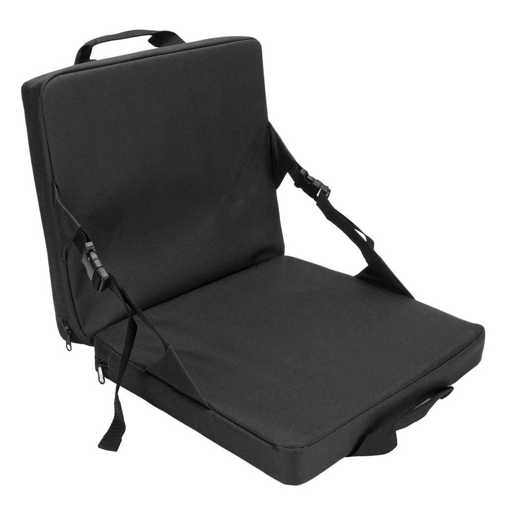 Faltbares Stadion Sitzkissen mit Rückenlehne Tragbarer Griff Tribünenkissen für Draußen Schwarz