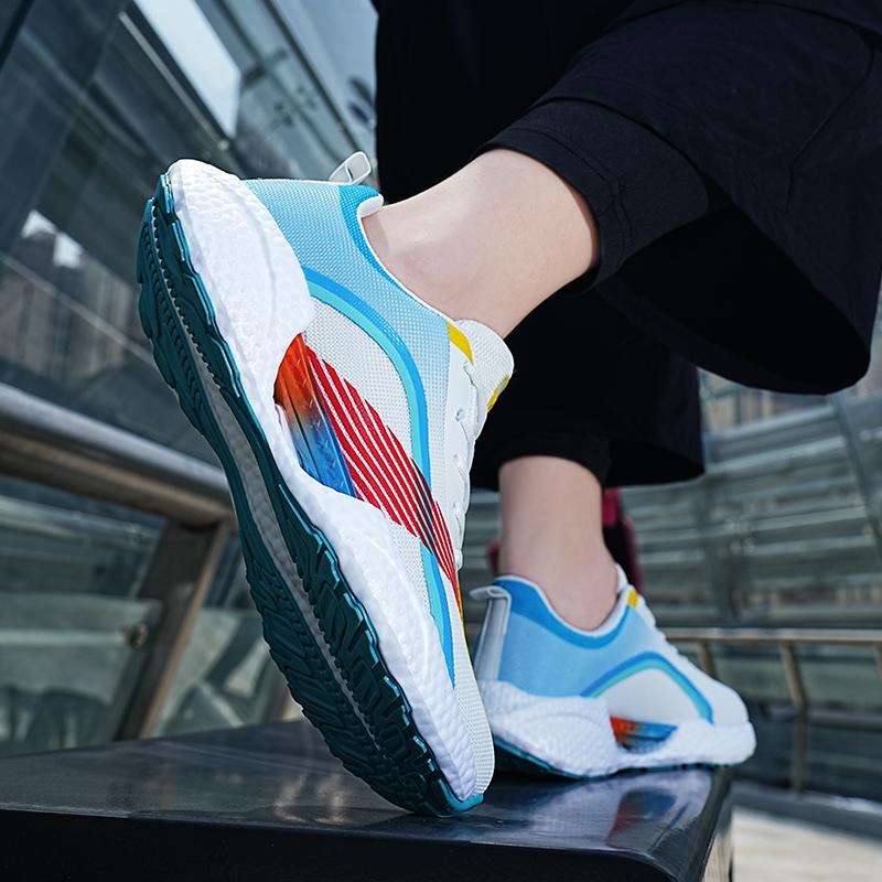 Popcorn mesh breathable casual shoes springback soft sole running shoes new shock-absorbing sports student test new