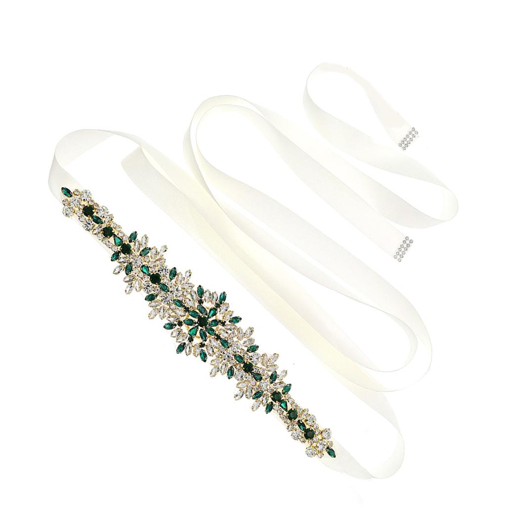 Handmade Wedding Bride Sash with Sparkling Rhinestones and Crystal SelfTied Lace Ribbon Belt for Bride Special Occasion