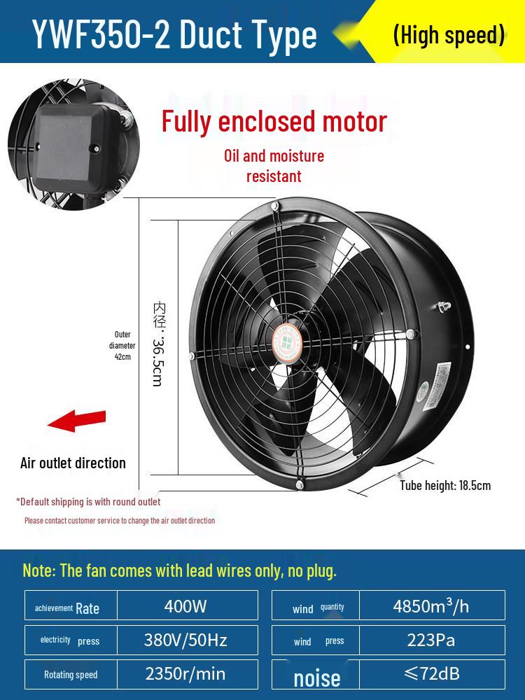 High Power Ultra-Quiet Industrial Kitchen Exhaust Fan, 220V/380V External Rotor Duct Axial Fan.