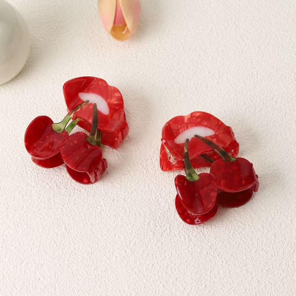Cute Fruit Gripper Sweet Geometry Shark Clip Lovely Cherry Hair Claw  Daily