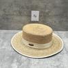 Light Luxury French Palm Leaf Flat Top Straw Hat Women'S Summer Sunshade Top Hat Seaside Vacation Raffia Hat