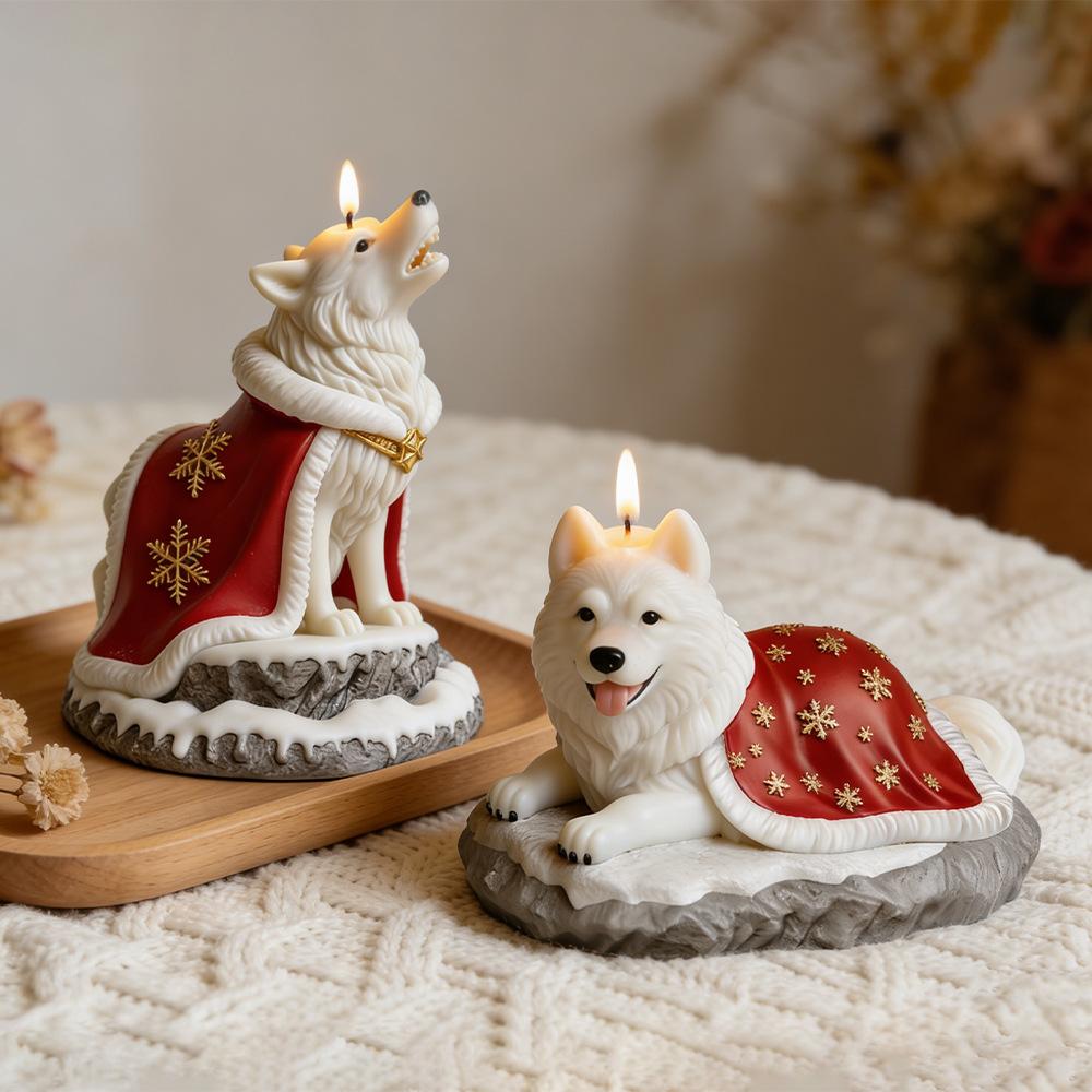 Gypsum Clay Mold Vivid Aromatherapy Candle Mold Cloak Wolf Dog Candle Mold Realistic For Candle Making Home Decoration Resin
