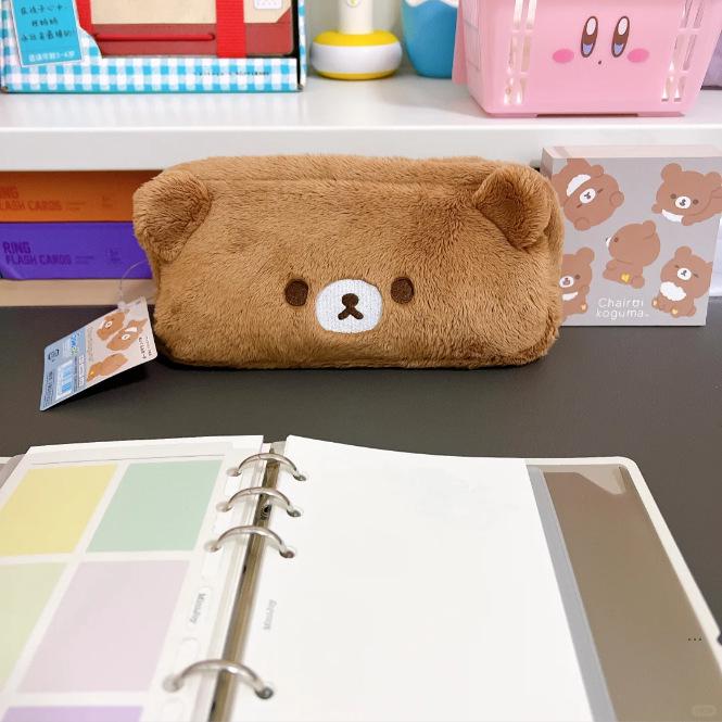 Rilakkuma Plush Pencil Case: Cute Cross-Border Japanese Makeup Bag & Cartoon Stationery Storage for Girls